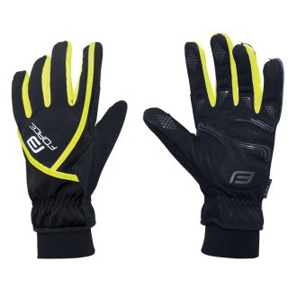 FORCE ULTRA TECH kerékpáros kesztyű téli fekete-fluo S