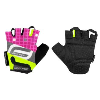   FORCE SQUARE kerékpáros kesztyű gyerek fluo-rózsaszín XL