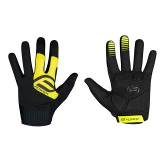 FORCE MTB POWER kerékpáros kesztyű fekete-fluo S