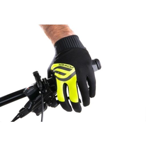FORCE MTB POWER kerékpáros kesztyű fekete-fluo S