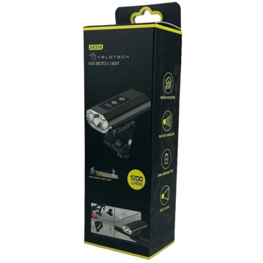 Első lámpa USB Velotech Pro 1200 Lumen