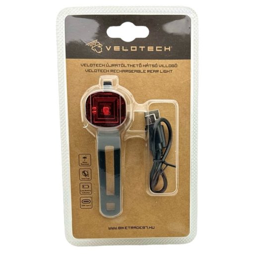 VELOTECH hátsó villogó1LED USB