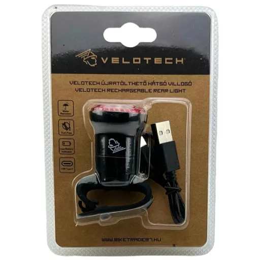 Velotech hátsó kerek 20LED USB