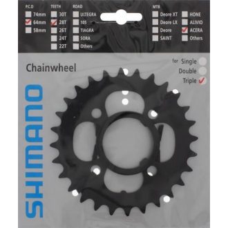 Lánckerék 28F Shimano FCM361 fekete PCD 64mm