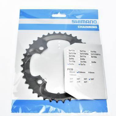 Lánckerék 38F Shimano FCM361 fekete 3×8 PCD 104mm