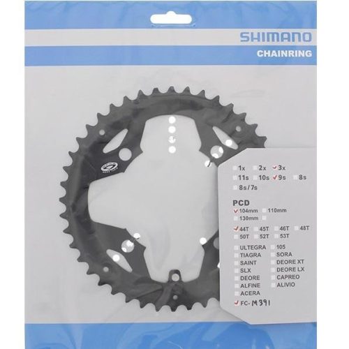 Lánckerék 44F Shimano FCM391 fekete 3×9 PDC 104mm