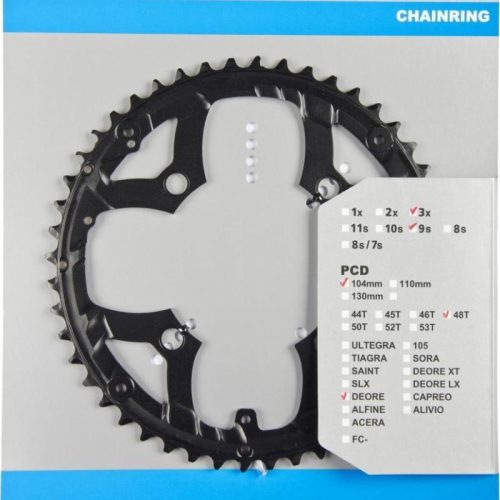 Lánckerék 48F Shimano FCM590 fekete 3x9 PDC 104mm