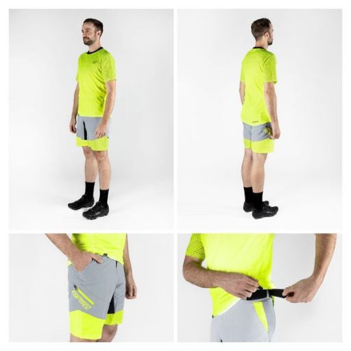 FORCE STORM MTB kerékpáros nadrág szürke-fluo M