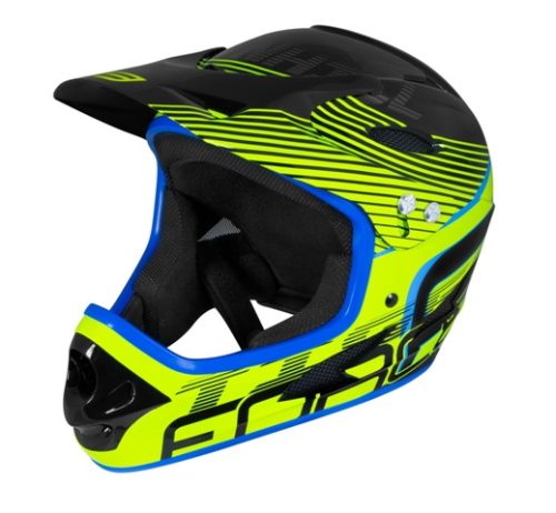 FORCE TIGER downhill sisak fekete-fluo-kék S-M (57-58)